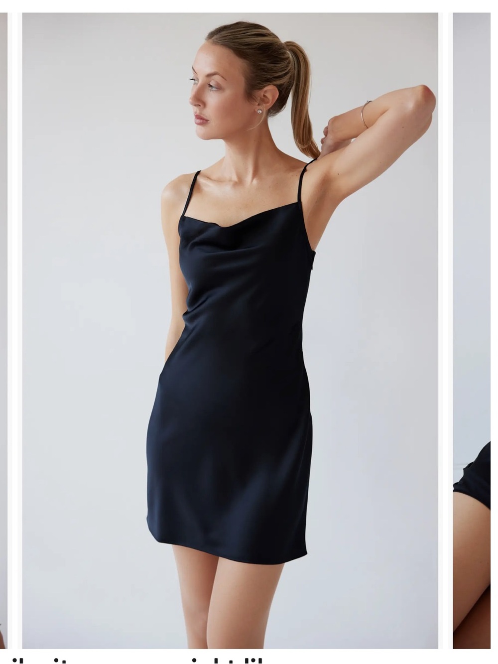Cowl neck satin mini dress